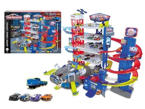 Majorette Electric Garage Super Chase Center + 4 Cars + 1