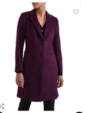 Hobbs Womens Size 8 Purple Wool Cashere Blend Coat Button Front