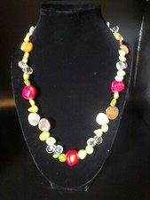 Dyed Abalone And Irregular Fresh Water Pearl Necklace With Other Elements