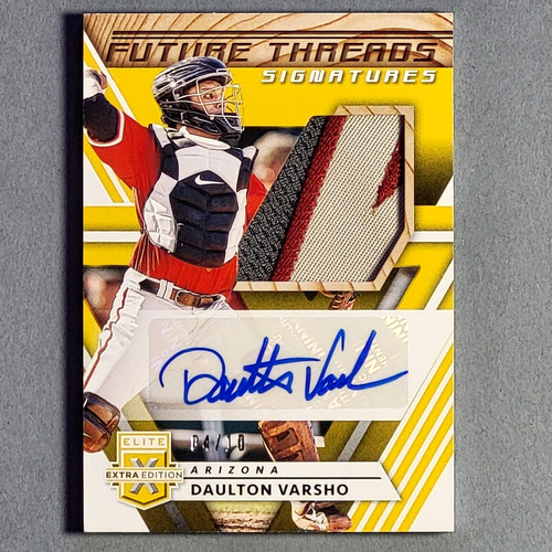 2020 Elite Extra Edition Daulton Varsho RC Gold Threads Patch Auto SSP #d/10