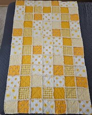Handmade Crib Sized Flannel Rag Quilt Reversible Throw Blanket   Gender Neutral