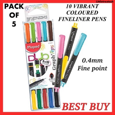 5er PACK MAPED DUO GRAPH  PEPS FINELINER STIFTE, DOPPELENDIG, 5 = 10 FARBEN, 0,4 mm