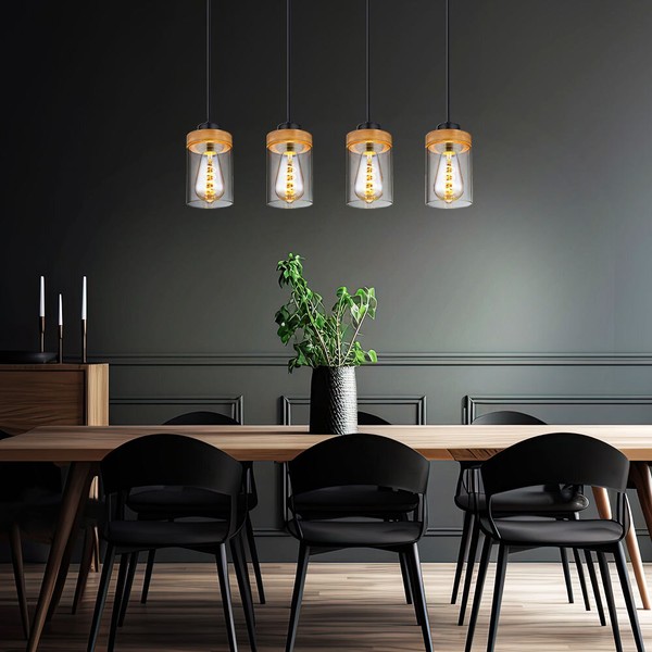 HäNgeleuchte HäNgelampe Pendelleuchte Schwarz Esszimmerlampe 4 Flammig Rauch E27-image
