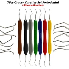 7Pcs GRACEY CURETTES 1/2 to 13/14 SILICONE COATED SCALER DENTAL HAND INSTRUMENTS