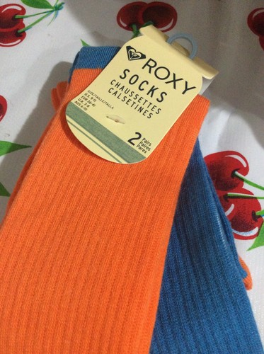 ROXY Women's Sz 9-11 Knee High Socks Orange/Blue Miami Dolphins Colors nwt - Picture 2 of 6