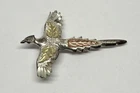 Vtg Flying Ring Pheasant Bird Sterling Silver & Gold 10k Lapel Pin (P23)