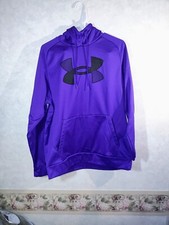 Womens Under Armour Hooded Sweatshirt Purple Black Large Logo Size Large