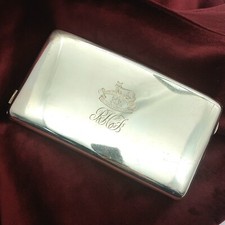 Estuche de cigarrillos antiguo Birmingham de plata de ley sólida (925) (228 g) de la década de 1910