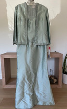 Montage by Mon Cheri Silk Dress Jacket Set Size 10 Beaded Formal Wedding