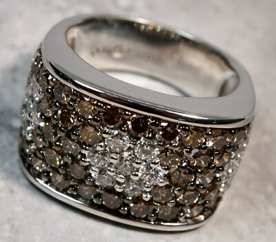 Samuel B Benham BJC 18K Weißgold Diamant Schokolade Floral Ring
