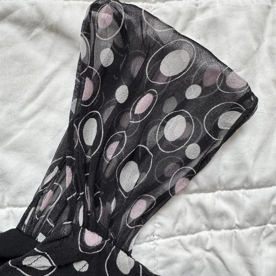 Babydoll Alfani 14P Y2k seda transparente lunares top sin mangas gasa transparente  Foto 4 de 4