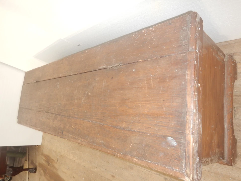 Старинный оригинальный примитивный зерновой бункер одеяло груди окно сиденье журнальный столик - Изображение 3 из 4