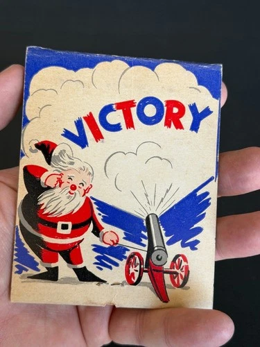 WWII Masonic Santa Cannon Good Luck Merry Christmas Victory Large Matchbook