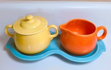 Vintage Fiesta Promotional Sugar and Creamer Set ~ Figure 8 Tray