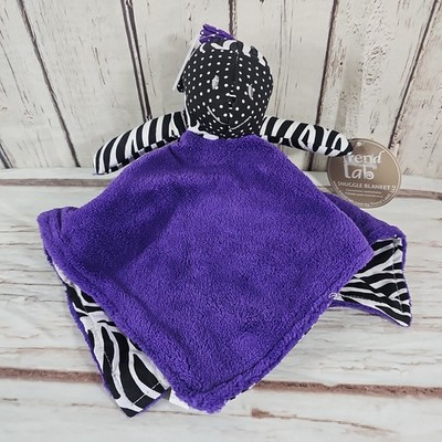 Zebra Plush Lovey Security Snuggle Purple Fleece Blanket 15'' x 15'' Trend Lab New
