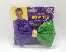 Amscan Mardi Gras Sequin Bow Tie Green Purple Yellow OSFM New Orleans Party Gear
