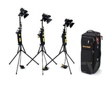 Dedolight DLH4 150W 3 Point Lighting Kit 3x heads 3x dimmers and 3x Stands Dedo