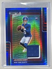 Jaxson Dart 2025 Panini Donruss Optic DTBH-JDT Blue Hyper Prizm Threads Patch RC