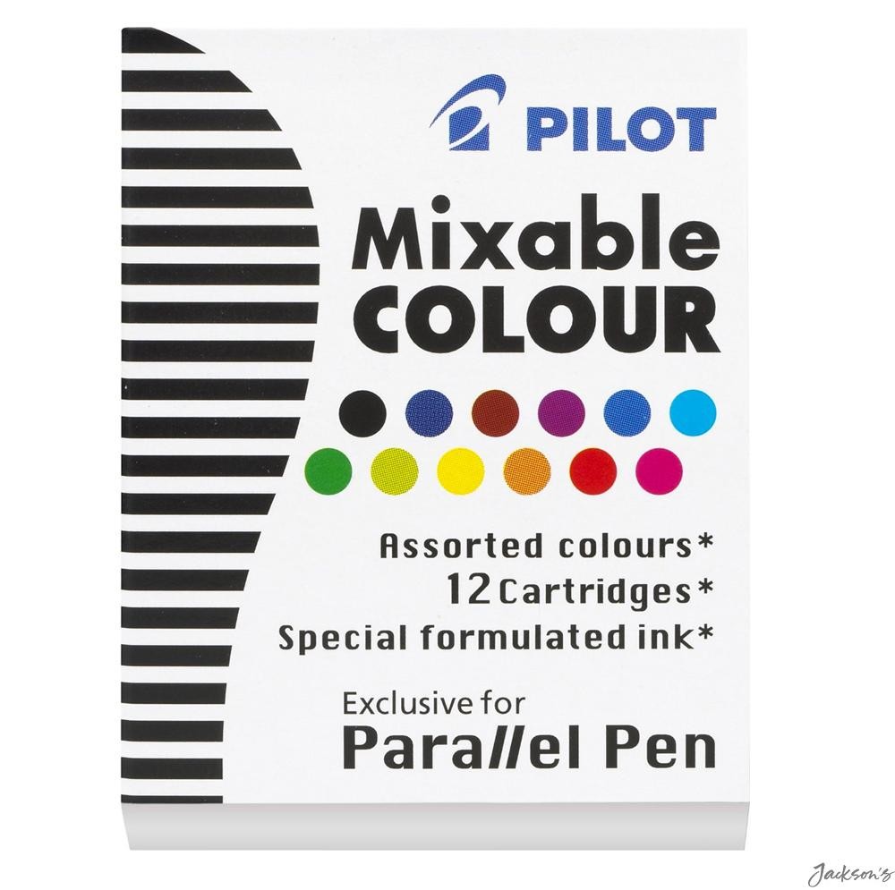 Pilot Parallel Pen Ink Cartridges Assorted Colours Pack Of 12 For Calligraphy