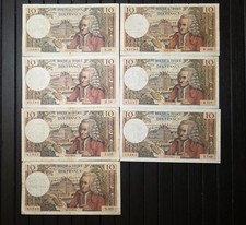 France 10 Francs, LOT 7 banknotes 1963, 1964, 1965, 1969, 1970, 1971 & 1972 The