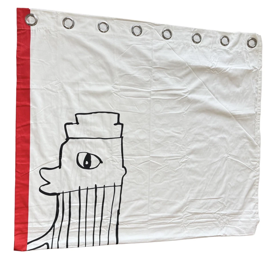 Panel Cortina IKEA LANGÖR Marinero Dibujos Animados Blanco Rojo Negro 57x98" Usado en Excelente Condición Panel Único Foto 2 de 4