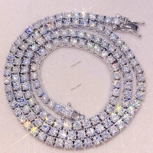 Authentic Lab Diamond Tennis Necklace 14K Gold Plated White Gold Chain 20 CT - Zero Tariff