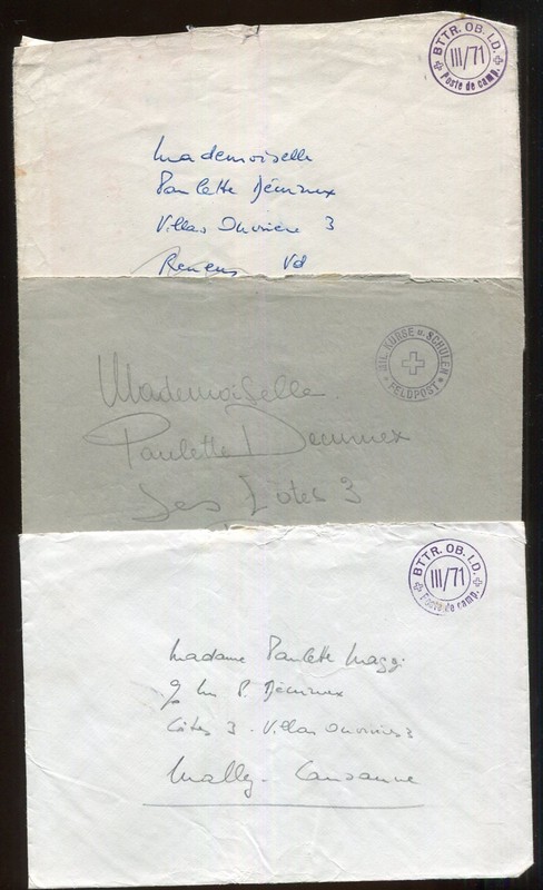Switzerland Military 3 diff WWI Soldier's Mail Envelopes
