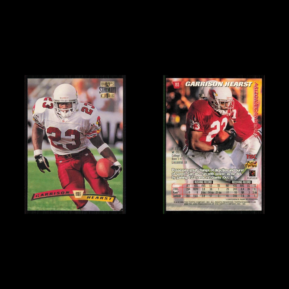 Garrison Hearst #193 1996 Topps Stadium Club Arizona Cardinals Football Card NFL - Image 3 of 3