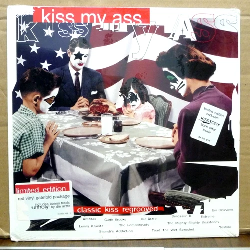KISS - Kiss My Ass - ORIGINAL 1994 Red Colored Vinyl LP SEALED Hype Stickers