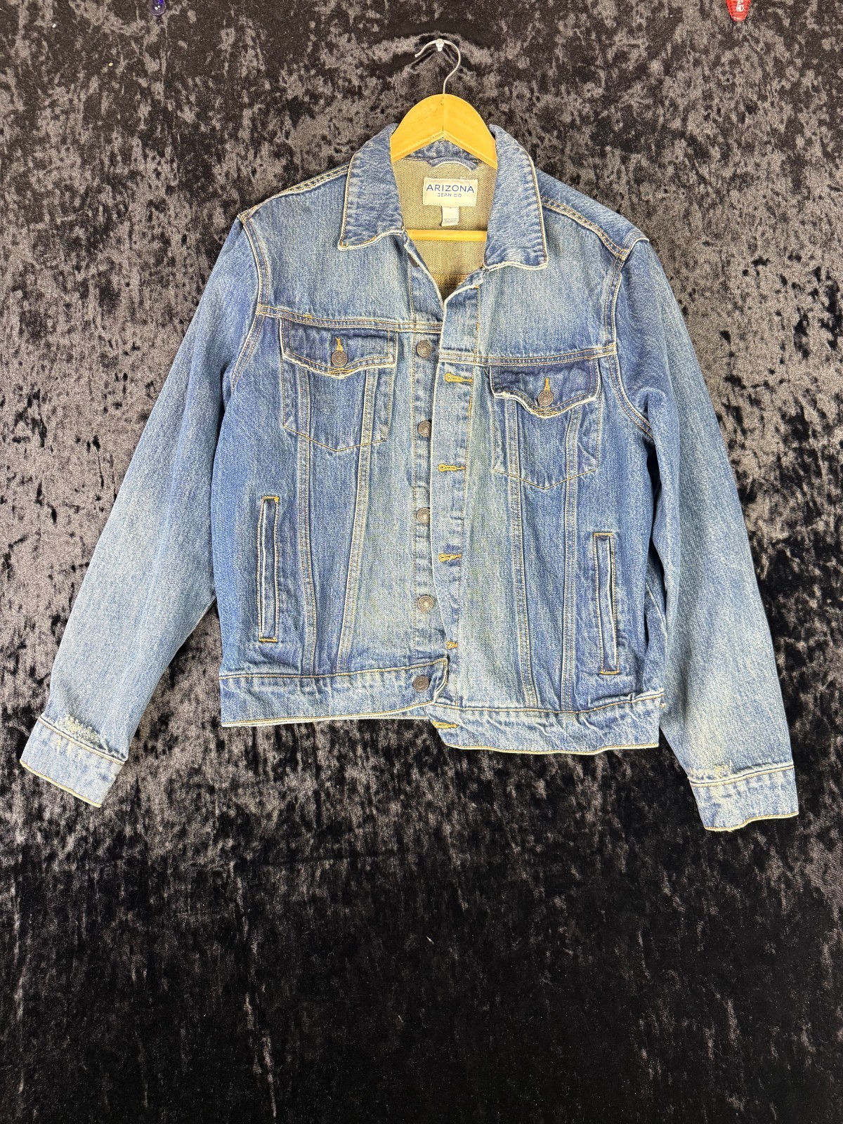 Arizona Jean Co Jacket Women's M Blue Denim Front Button Pockets Casual