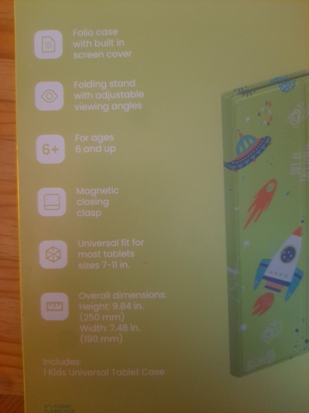 Kids Universal Tablet Case Outer Space Rockets Planets Fits 7 - 11 Inch Tablets