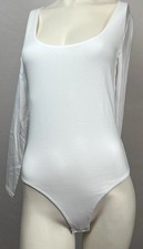 Old Navy White Double Layer Long Sleeve Square Neck Bodysuit Women s Size M New