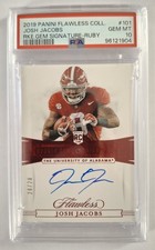 2019 Flawless Collegiate RC Gems Signatures Josh Jacobs #101 Ruby 20/20 PSA 10