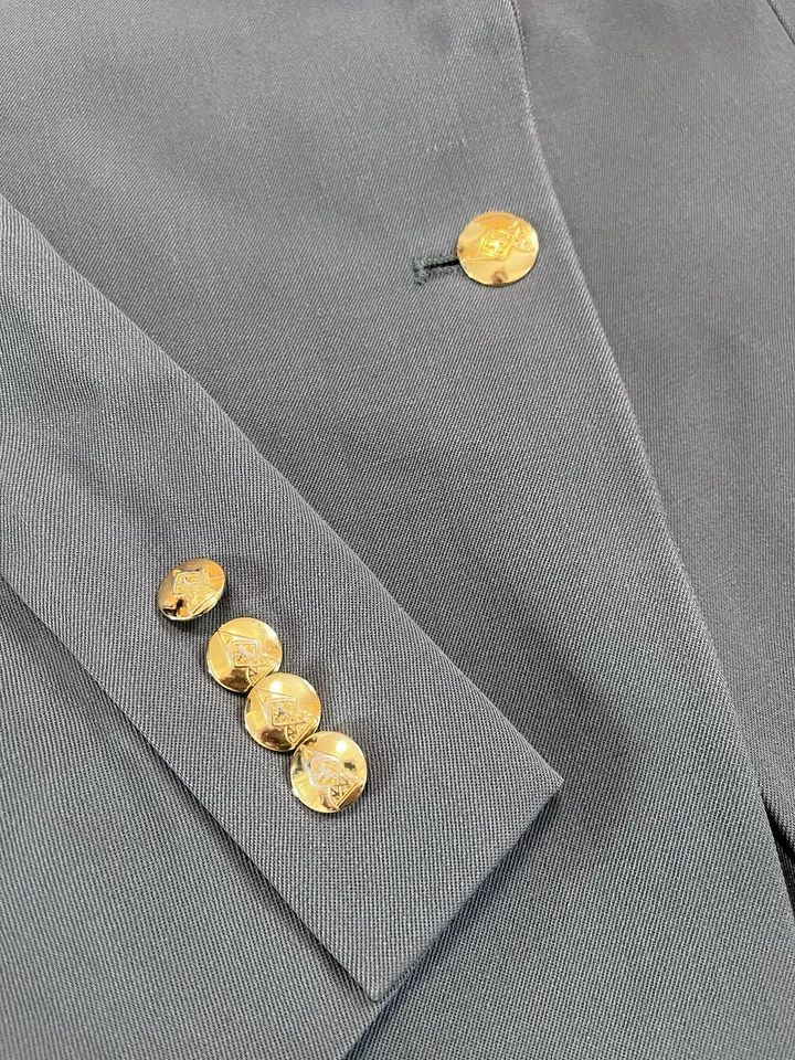 Austin Reed Blazer Womens Size 12 Vintage Gold Button 100% Wool Olive Green USA - Image 2 of 4