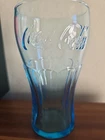 Vintage Light Blue Ribbed Coca-Cola, Coke, 16 oz. Drinking Glass, Contoured Nice