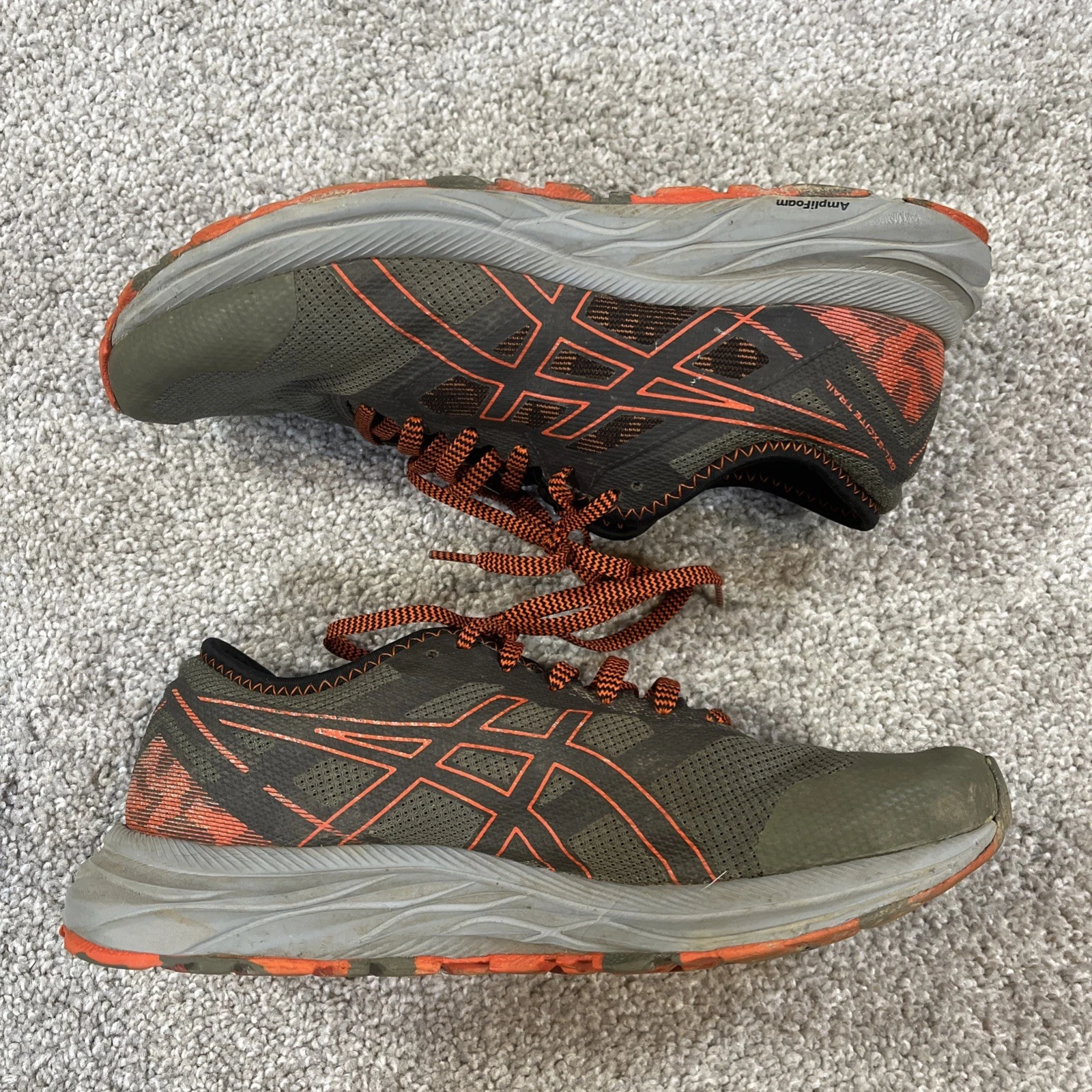 ASICS Gel-Excite Trail Running Shoes Men’s 8 Olive Green Orange Low Top Sneakers