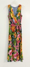 Talbots Silk Watercolor Floral Sleeveless Wrap top Belted  Dress Size 4