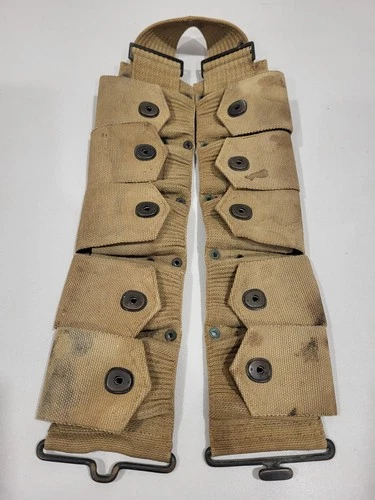 1915 WW1 Mills 10 Pocket Ammo Belt Stamped 38 Genuine Military Issue