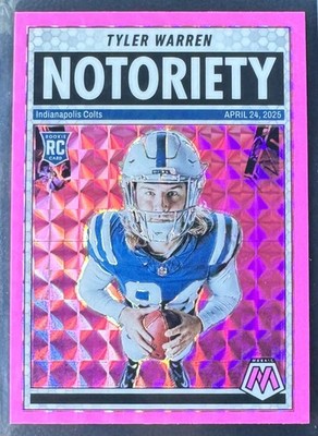 2025 Panini Mosaic Tyler Warren Rookie Notoriety Pink Fluorescent