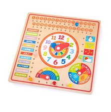 Bigjigs Toys Educational Wooden Calendar and Clock Date Time Numbers