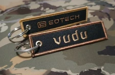 LOT (2) EOTECH VUDU Riflescope/Scope Keychain Key Ring Set "BATTLE PROVEN"