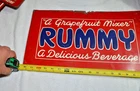 Vintage original  Rummy Grapefruit Beverage metal tin sign 19"x11"