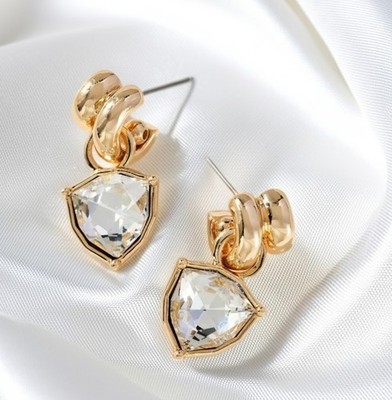Anthropologie Double Twist Crystal Earrings New