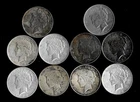 TEN (10) Peace Dollars (1922-23) 90% Silver Lower Grade Cull LOT C58