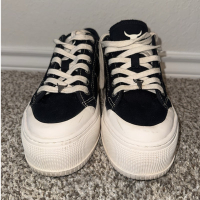 Windsor Smith Men's Black White Low Top Lace-Up Athletic Sneakers, Casual