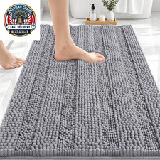 Thick Bathroom Rugs 30X20, Extra Soft Absorbent Chenille Striped Bath Rugs, Rubb