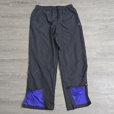 Vintage Adidas Y2K Black Purple 3 Stripe Track Pants Wide Baggy Lined Medium