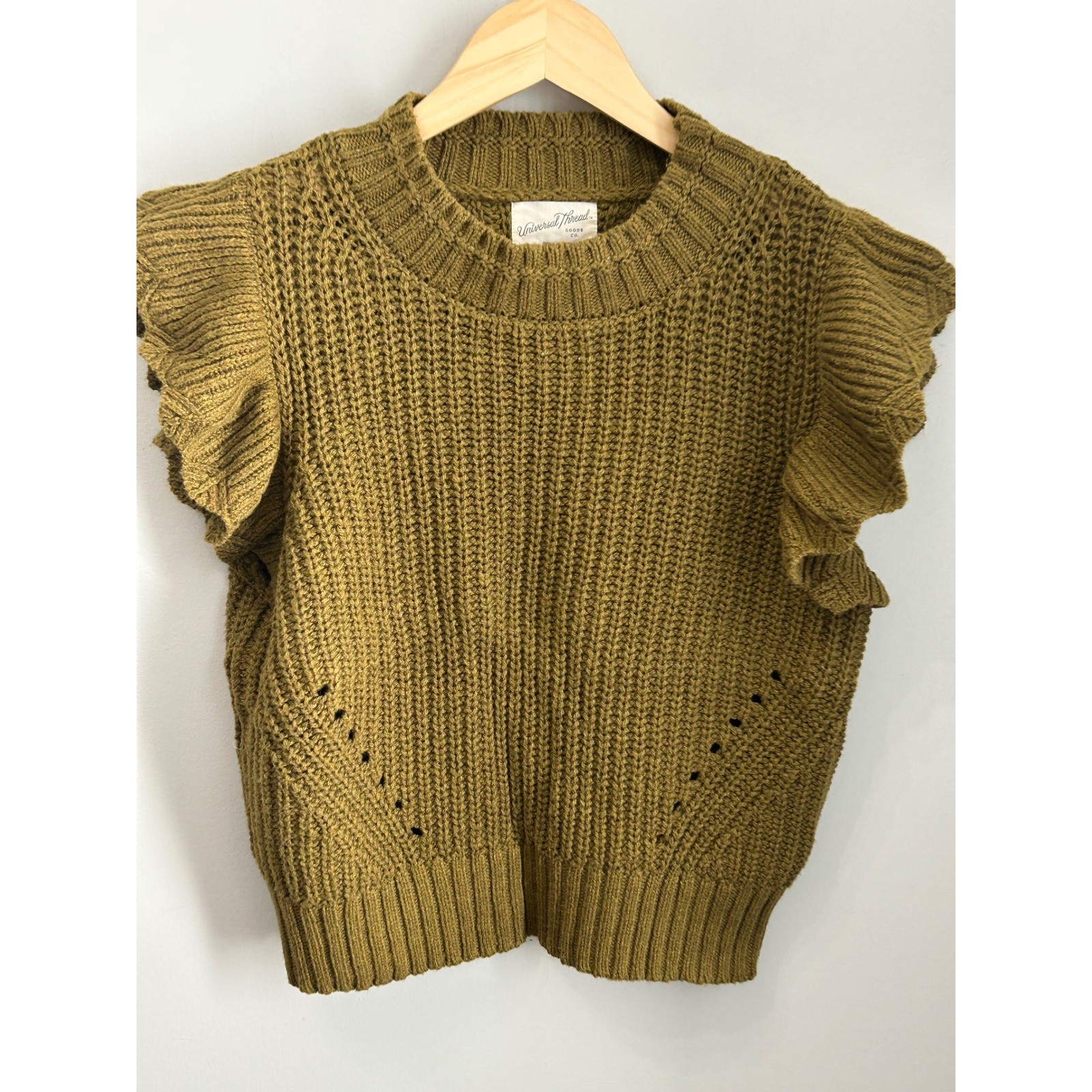 Universal Thread Olive Green Ruffle Flutter Sleev… - image 2