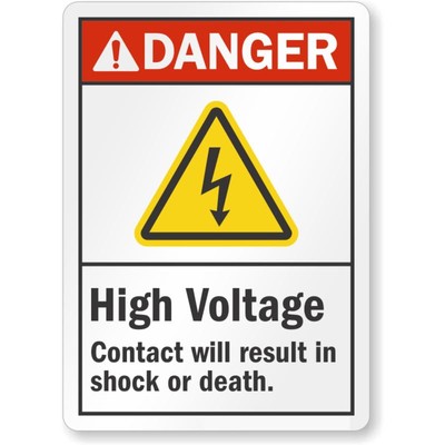 High Voltage Could Result In Shock Death Ansi Danger Aluminum Weatherproof Sign