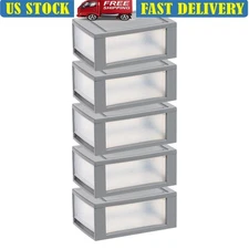 6 Qt Small Plastic Drawers Under Bed Storage Bins Stackable 5Pk Durable Shoes